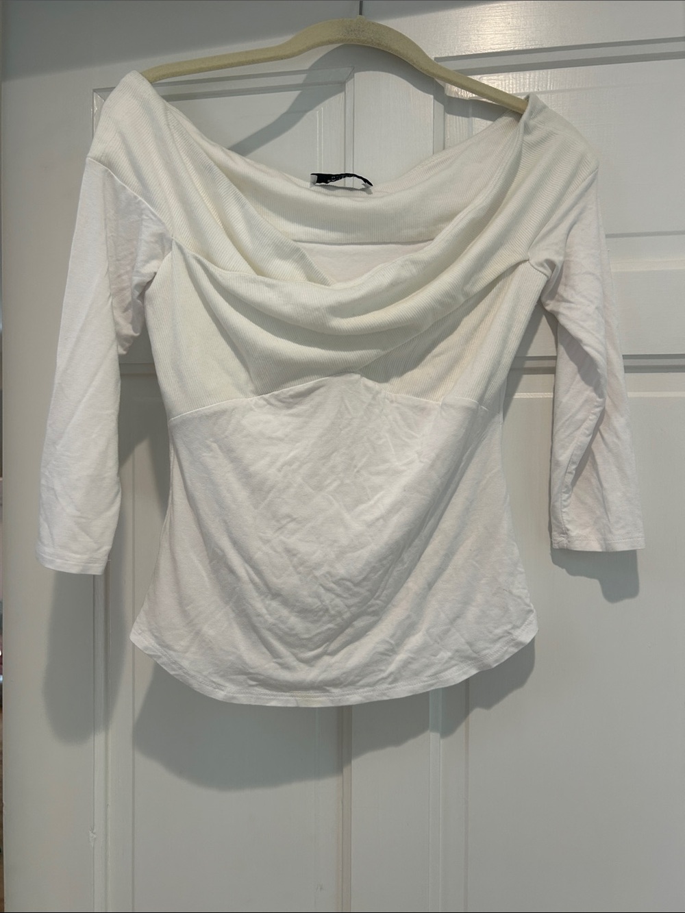 Bailey 44 White Draped Cowl Long Sleeve Top